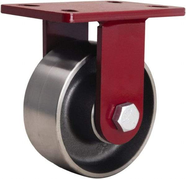 Hamilton - 6" Diam x 2-1/2" Wide x 7-1/2" OAH Top Plate Mount Rigid Caster - Forged Steel, 2,200 Lb Capacity, Tapered Roller Bearing, 5 x 7" Plate - Americas Industrial Supply