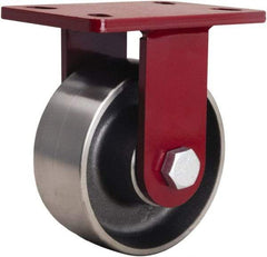 Hamilton - 6" Diam x 2-1/2" Wide x 7-1/2" OAH Top Plate Mount Rigid Caster - Forged Steel, 2,200 Lb Capacity, Tapered Roller Bearing, 5 x 7" Plate - Americas Industrial Supply