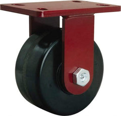 Hamilton - 6" Diam x 3" Wide x 7-1/2" OAH Top Plate Mount Rigid Caster - Phenolic, 2,000 Lb Capacity, Straight Roller Bearing, 5 x 7" Plate - Americas Industrial Supply