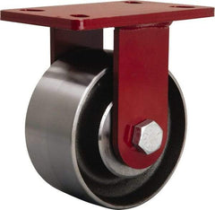 Hamilton - 6" Diam x 3" Wide x 7-1/2" OAH Top Plate Mount Rigid Caster - Forged Steel, 2,200 Lb Capacity, Tapered Roller Bearing, 5 x 7" Plate - Americas Industrial Supply