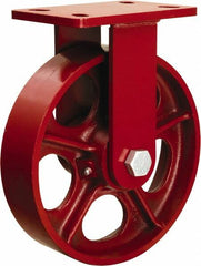 Hamilton - 10" Diam x 2-1/2" Wide x 11-1/2" OAH Top Plate Mount Rigid Caster - Cast Iron, 2,200 Lb Capacity, Tapered Roller Bearing, 5 x 7" Plate - Americas Industrial Supply