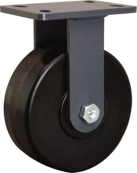 Hamilton - 8" Diam x 3" Wide x 10-1/4" OAH Top Plate Mount Rigid Caster - Phenolic, 2,400 Lb Capacity, Tapered Roller Bearing, 5 x 7" Plate - Americas Industrial Supply