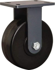 Hamilton - 8" Diam x 3" Wide x 10-1/4" OAH Top Plate Mount Rigid Caster - Phenolic, 2,400 Lb Capacity, Tapered Roller Bearing, 5 x 7" Plate - Americas Industrial Supply