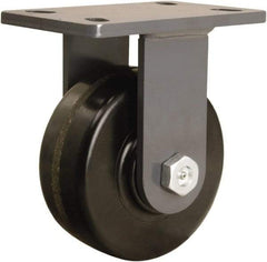 Hamilton - 6" Diam x 2-1/2" Wide x 7-3/4" OAH Top Plate Mount Rigid Caster - Phenolic, 1,800 Lb Capacity, Straight Roller Bearing, 5 x 7" Plate - Americas Industrial Supply