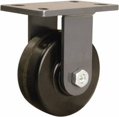 Hamilton - 6" Diam x 2-1/2" Wide x 7-3/4" OAH Top Plate Mount Rigid Caster - Phenolic, 1,800 Lb Capacity, Tapered Roller Bearing, 5 x 7" Plate - Americas Industrial Supply