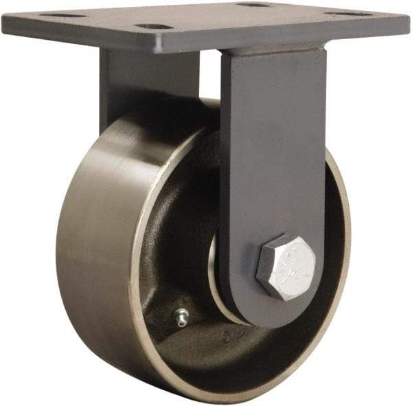 Hamilton - 6" Diam x 2-1/2" Wide x 7-3/4" OAH Top Plate Mount Rigid Caster - Forged Steel, 2,400 Lb Capacity, Tapered Roller Bearing, 5 x 7" Plate - Americas Industrial Supply