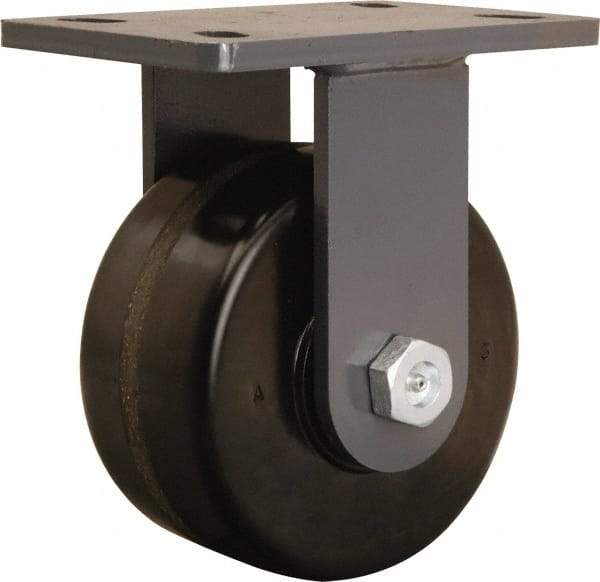 Hamilton - 6" Diam x 3" Wide x 7-3/4" OAH Top Plate Mount Rigid Caster - Phenolic, 2,200 Lb Capacity, Tapered Roller Bearing, 5 x 7" Plate - Americas Industrial Supply