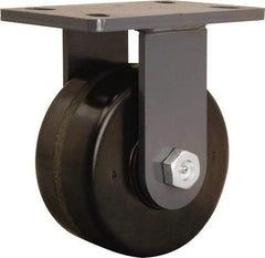 Hamilton - 6" Diam x 3" Wide x 7-3/4" OAH Top Plate Mount Rigid Caster - Phenolic, 2,200 Lb Capacity, Straight Roller Bearing, 5 x 7" Plate - Americas Industrial Supply