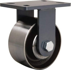 Hamilton - 6" Diam x 3" Wide x 7-3/4" OAH Top Plate Mount Rigid Caster - Forged Steel, 2,400 Lb Capacity, Tapered Roller Bearing, 5 x 7" Plate - Americas Industrial Supply