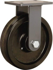 Hamilton - 10" Diam x 2-1/2" Wide x 12-1/16" OAH Top Plate Mount Rigid Caster - Phenolic, 2,400 Lb Capacity, Straight Roller Bearing, 5 x 7" Plate - Americas Industrial Supply