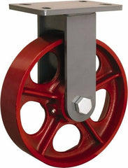 Hamilton - 10" Diam x 2-1/2" Wide x 12-1/16" OAH Top Plate Mount Rigid Caster - Cast Iron, 2,400 Lb Capacity, Tapered Roller Bearing, 5 x 7" Plate - Americas Industrial Supply