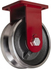 Hamilton - 10" Diam x 3" Wide, Iron Rigid Caster - 4,500 Lb Capacity, Top Plate Mount, 6-1/2" x 7-1/2" Plate, Straight Roller Bearing - Americas Industrial Supply