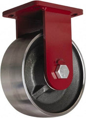 Hamilton - 10" Diam x 3" Wide x 12-1/2" OAH Top Plate Mount Rigid Caster - Forged Steel, 6,500 Lb Capacity, Tapered Roller Bearing, 6-1/2 x 7-1/2" Plate - Americas Industrial Supply