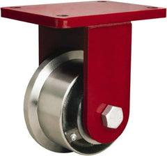 Hamilton - 5" Diam x 2-11/16" Wide x 8" OAH Top Plate Mount Rigid Caster - Iron, 4,300 Lb Capacity, Tapered Roller Bearing, 5-1/2 x 7-1/2" Plate - Americas Industrial Supply
