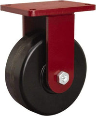 Hamilton - 8" Diam x 3" Wide x 10-1/2" OAH Top Plate Mount Rigid Caster - Phenolic, 3,000 Lb Capacity, Tapered Roller Bearing, 5-1/2 x 7-1/2" Plate - Americas Industrial Supply