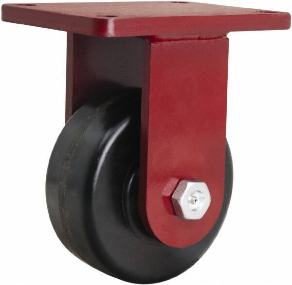 Hamilton - 6" Diam x 2-1/2" Wide x 8-1/2" OAH Top Plate Mount Rigid Caster - Phenolic, 1,800 Lb Capacity, Straight Roller Bearing, 5-1/2 x 7-1/2" Plate - Americas Industrial Supply