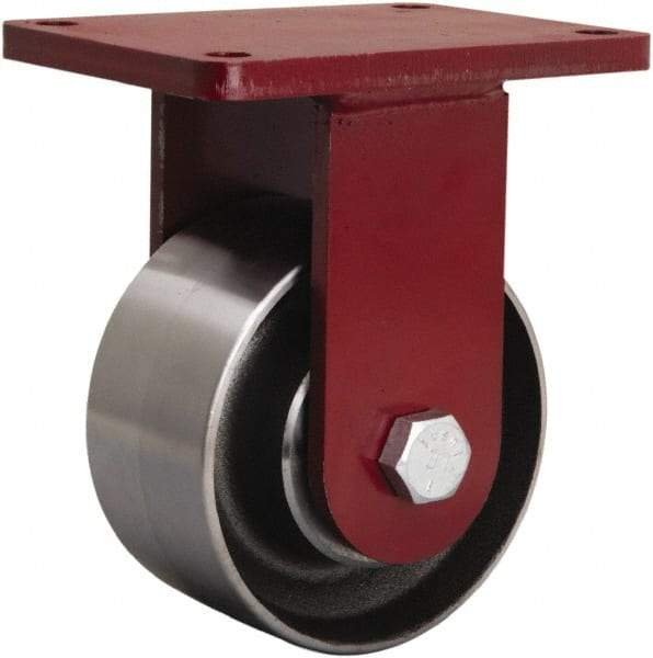Hamilton - 6" Diam x 3" Wide x 8-1/2" OAH Top Plate Mount Rigid Caster - Forged Steel, 4,000 Lb Capacity, Sealed Precision Ball Bearing, 5-1/2 x 7-1/2" Plate - Americas Industrial Supply