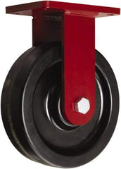 Hamilton - 10" Diam x 3" Wide x 12-1/2" OAH Top Plate Mount Rigid Caster - Phenolic, 2,900 Lb Capacity, Straight Roller Bearing, 5-1/2 x 7-1/2" Plate - Americas Industrial Supply