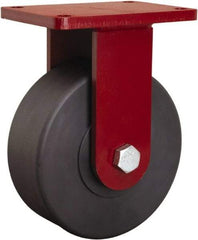 Hamilton - 8" Diam x 3" Wide x 10-1/2" OAH Top Plate Mount Rigid Caster - Nylon, 5,000 Lb Capacity, Sealed Precision Ball Bearing, 5-1/2 x 7-1/2" Plate - Americas Industrial Supply