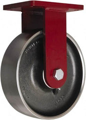Hamilton - 10" Diam x 3" Wide x 12-1/2" OAH Top Plate Mount Rigid Caster - Forged Steel, 4,000 Lb Capacity, Sealed Precision Ball Bearing, 5-1/2 x 7-1/2" Plate - Americas Industrial Supply