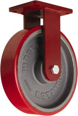 Hamilton - 12" Diam x 3" Wide x 14-1/2" OAH Top Plate Mount Rigid Caster - Polyurethane Mold onto Cast Iron Center, 4,200 Lb Capacity, Sealed Precision Ball Bearing, 5-1/2 x 7-1/2" Plate - Americas Industrial Supply