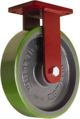 Hamilton - 12" Diam x 3" Wide x 14-1/2" OAH Top Plate Mount Rigid Caster - Polyurethane Mold onto Cast Iron Center, 3,500 Lb Capacity, Sealed Precision Ball Bearing, 5-1/2 x 7-1/2" Plate - Americas Industrial Supply