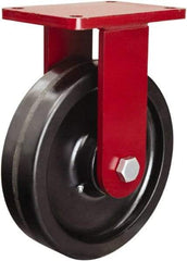Hamilton - 10" Diam x 2-1/2" Wide x 12-1/2" OAH Top Plate Mount Rigid Caster - Phenolic, 2,500 Lb Capacity, Straight Roller Bearing, 5-1/2 x 7-1/2" Plate - Americas Industrial Supply
