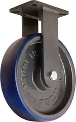Hamilton - 12" Diam x 3" Wide x 15-1/2" OAH Top Plate Mount Rigid Caster - Polyurethane Mold onto Cast Iron Center, 2,800 Lb Capacity, Sealed Precision Ball Bearing, 5-1/4 x 7-1/4" Plate - Americas Industrial Supply