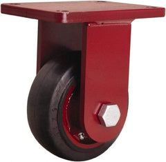 Hamilton - 6" Diam x 2-1/2" Wide x 8-1/2" OAH Top Plate Mount Rigid Caster - Rubber Mold on Cast Iron, 540 Lb Capacity, Precision Tapered Roller Bearing, 5-1/2 x 7-1/2" Plate - Americas Industrial Supply