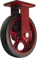 Hamilton - 10" Diam x 3" Wide x 12-1/2" OAH Top Plate Mount Rigid Caster - Rubber Mold on Cast Iron, 1,000 Lb Capacity, Precision Tapered Roller Bearing, 5-1/2 x 7-1/2" Plate - Americas Industrial Supply