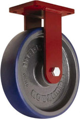 Hamilton - 12" Diam x 3" Wide x 14-1/2" OAH Top Plate Mount Rigid Caster - Polyurethane Mold onto Cast Iron Center, 2,800 Lb Capacity, Precision Tapered Roller Bearing, 5-1/2 x 7-1/2" Plate - Americas Industrial Supply