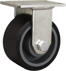 Hamilton - 4-1/2" Diam x 1-5/8" Wide x 7-1/4" OAH Top Plate Mount Rigid Caster - Cast Iron, 3,000 Lb Capacity, Tapered Roller Bearing, 5-1/4 x 7-1/4" Plate - Americas Industrial Supply