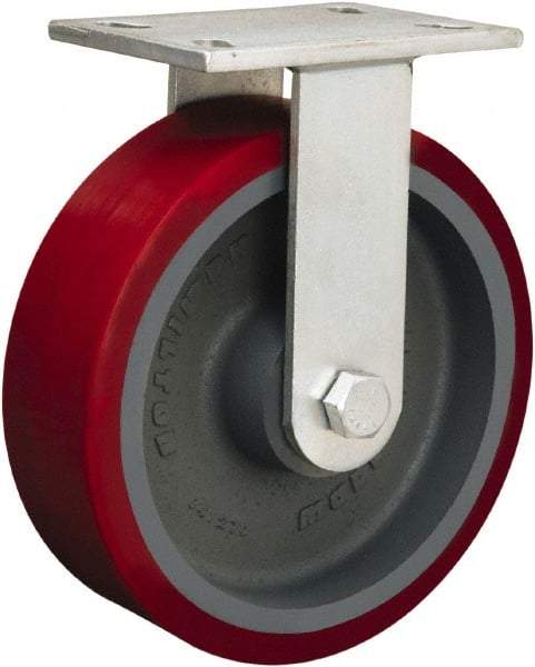 Hamilton - 8" Diam x 2-1/2" Wide x 10-1/2" OAH Top Plate Mount Rigid Caster - Phenolic, 2,000 Lb Capacity, Straight Roller Bearing, 5-1/4 x 7-1/4" Plate - Americas Industrial Supply