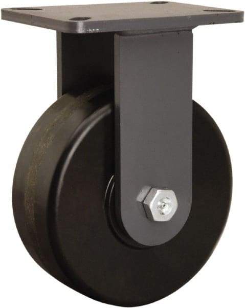 Hamilton - 8" Diam x 3" Wide x 10-1/2" OAH Top Plate Mount Rigid Caster - Phenolic, 3,000 Lb Capacity, Tapered Roller Bearing, 5-1/4 x 7-1/4" Plate - Americas Industrial Supply