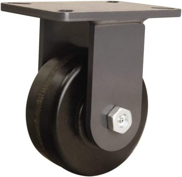 Hamilton - 6" Diam x 2-1/2" Wide x 8" OAH Top Plate Mount Rigid Caster - Phenolic, 1,800 Lb Capacity, Straight Roller Bearing, 5-1/4 x 7-1/4" Plate - Americas Industrial Supply