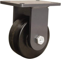 Hamilton - 6" Diam x 2-1/2" Wide x 8" OAH Top Plate Mount Rigid Caster - Phenolic, 1,800 Lb Capacity, Straight Roller Bearing, 5-1/4 x 7-1/4" Plate - Americas Industrial Supply