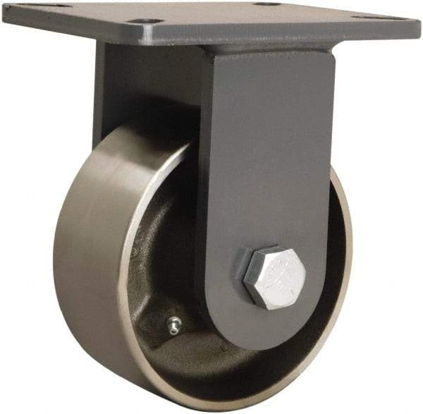 Hamilton - 6" Diam x 2-1/2" Wide x 8" OAH Top Plate Mount Rigid Caster - Forged Steel, 3,500 Lb Capacity, Straight Roller Bearing, 5-1/4 x 7-1/4" Plate - Americas Industrial Supply