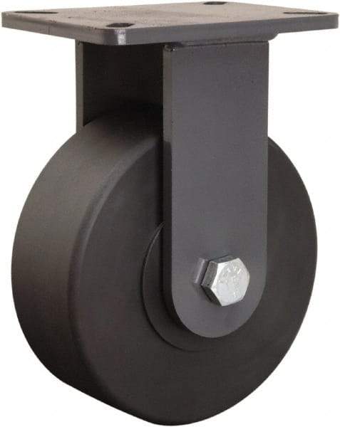 Hamilton - 8" Diam x 3" Wide x 10-1/2" OAH Top Plate Mount Rigid Caster - Nylon, 4,000 Lb Capacity, Sealed Precision Ball Bearing, 5-1/4 x 7-1/4" Plate - Americas Industrial Supply