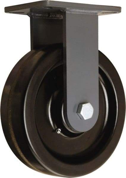 Hamilton - 10" Diam x 2-1/2" Wide x 12-1/2" OAH Top Plate Mount Rigid Caster - Phenolic, 2,500 Lb Capacity, Tapered Roller Bearing, 5-1/4 x 7-1/4" Plate - Americas Industrial Supply