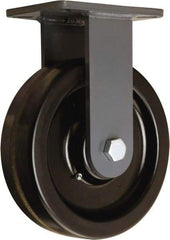 Hamilton - 10" Diam x 2-1/2" Wide x 12-1/2" OAH Top Plate Mount Rigid Caster - Phenolic, 2,500 Lb Capacity, Tapered Roller Bearing, 5-1/4 x 7-1/4" Plate - Americas Industrial Supply