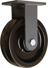 Hamilton - 10" Diam x 3" Wide x 12-1/2" OAH Top Plate Mount Rigid Caster - Phenolic, 2,900 Lb Capacity, Tapered Roller Bearing, 5-1/4 x 7-1/4" Plate - Americas Industrial Supply
