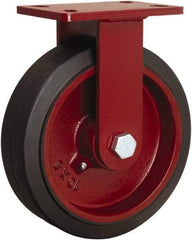 Hamilton - 10" Diam x 2-1/2" Wide x 11-1/2" OAH Top Plate Mount Rigid Caster - Rubber Mold on Cast Iron, 790 Lb Capacity, Tapered Roller Bearing, 5 x 7" Plate - Americas Industrial Supply
