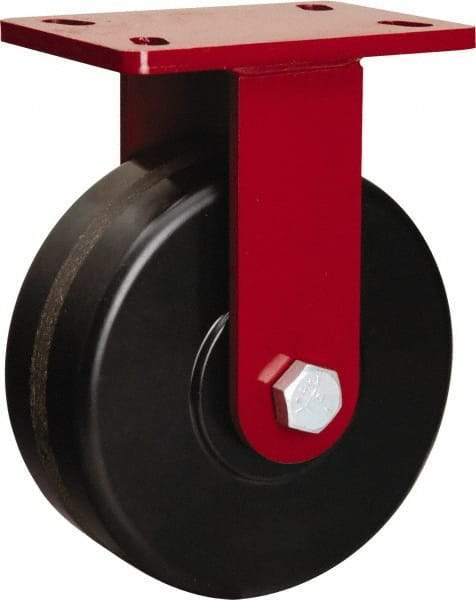 Hamilton - 8" Diam x 3" Wide x 10-1/8" OAH Top Plate Mount Rigid Caster - Phenolic, 2,200 Lb Capacity, Tapered Roller Bearing, 5 x 7" Plate - Americas Industrial Supply