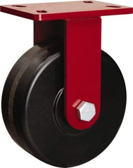 Hamilton - 8" Diam x 3" Wide x 10-1/8" OAH Top Plate Mount Rigid Caster - Phenolic, 2,200 Lb Capacity, Tapered Roller Bearing, 5 x 7" Plate - Americas Industrial Supply