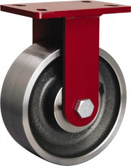 Hamilton - 8" Diam x 3" Wide x 10-1/8" OAH Top Plate Mount Rigid Caster - Forged Steel, 3,200 Lb Capacity, Sealed Precision Ball Bearing, 5 x 7" Plate - Americas Industrial Supply