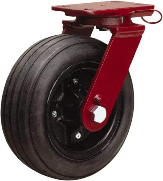 Hamilton - 10" Diam x 4" Wide, Rubber Swivel Caster - 1,000 Lb Capacity, Top Plate Mount, 4-1/2" x 6-1/2" Plate, Tapered Roller Bearing - Americas Industrial Supply
