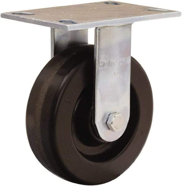 Hamilton - 6" Diam x 2" Wide x 7-1/2" OAH Top Plate Mount Rigid Caster - Phenolic, 1,200 Lb Capacity, Straight Roller Bearing, 4-1/2 x 6-1/4" Plate - Americas Industrial Supply