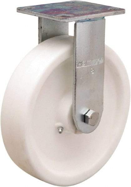Hamilton - 8" Diam x 2" Wide x 9-1/2" OAH Top Plate Mount Rigid Caster - Polyolefin, Delrin Bearing, 4 x 4-1/2" Plate - Americas Industrial Supply