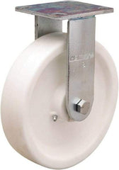 Hamilton - 8" Diam x 2" Wide x 9-1/2" OAH Top Plate Mount Rigid Caster - Polyolefin, Delrin Bearing, 4 x 4-1/2" Plate - Americas Industrial Supply