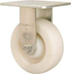 Hamilton - 6" Diam x 2" Wide x 7-1/2" OAH Top Plate Mount Rigid Caster - Nylon, 1,000 Lb Capacity, Sealed Precision Ball Bearing, 4 x 4-1/2" Plate - Americas Industrial Supply